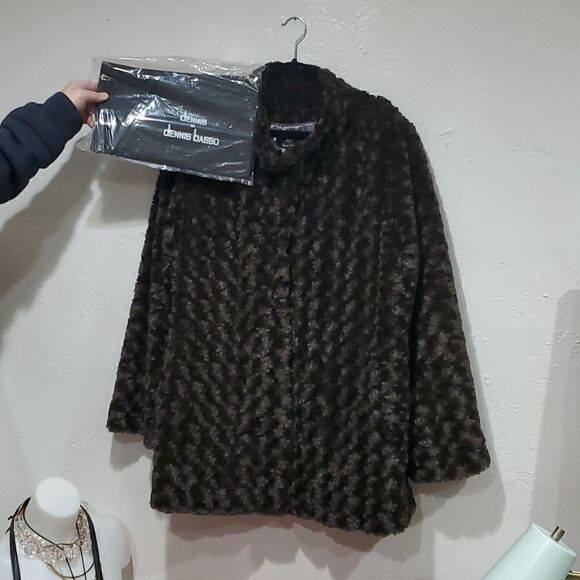 Like New Dennis Bass Faux Fur Coat Size 2XL - Picture 1 of 15